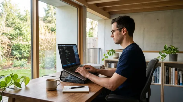 Ordinateur portable sur support ventilé pour améliorer le refroidissement